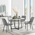 Adley Grey Concrete Effect Storage Dining Table & 4 Grey Pesaro Black Leg Chairs