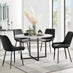 Adley Grey Concrete Effect Storage Dining Table & 4 Black Pesaro Black Leg Chairs