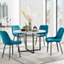 Adley Grey Concrete Effect Storage Dining Table & 4 Blue Pesaro Black Leg Chairs