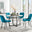 Adley Grey Concrete Effect Storage Dining Table & 4 Blue Pesaro Black Leg Chairs