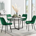 Adley Grey Concrete Effect Storage Dining Table & 4 Green Pesaro Black Leg Chairs
