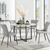 Adley Grey Concrete Effect Storage Dining Table & 4 Light Grey Nora Black Leg Chairs