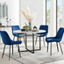 Adley Grey Concrete Effect Storage Dining Table & 4 Navy Pesaro Black Leg Chairs