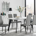 Andria Black Leg Marble Effect Dining Table and  6 Grey Milan Black Leg Chairs