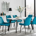 Andria Black Leg Marble Effect Dining Table and  6 Blue Pesaro Black Leg Chairs