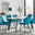 Andria Black Leg Marble Effect Dining Table and  6 Blue Pesaro Black Leg Chairs