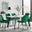 Andria Black Leg Marble Effect Dining Table and  6 Green Pesaro Black Leg Chairs