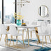 Andria Gold Leg Marble Effect Dining Table and  6 White Corona Gold Leg Chairs