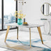 Andria Rectangular White Marble Effect Gold Leg 6 Seater Dining Table