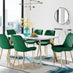 Andria Gold Leg Marble Effect Dining Table and  6 Green Pesaro Gold Leg Chairs