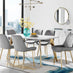 Andria Gold Leg Marble Effect Dining Table and  6 Grey Pesaro Gold Leg Chairs