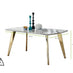 Andria Gold Leg Marble Effect Dining Table and  6 Green Pesaro Gold Leg Chairs