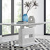 Arezzo Large Extending Dining Table and 8 Black Milan Black Leg Chairs
