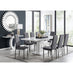 Arezzo Large Extending Dining Table and 8 Grey Velvet Milan Black Leg Chairs