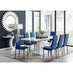 Arezzo Large Extending Dining Table and 8 Navy Velvet Milan Black Leg Chairs
