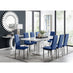 Arezzo Large Extending Dining Table and 8 Navy Velvet Milan Black Leg Chairs