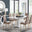 Arezzo White High Gloss Extending Dining Table & 8 Cappuccino Milan Gold Leg Chairs