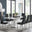 Arezzo Large Extending Dining Table and 8 Black Milan Chairs