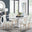 Arezzo White High Gloss Extending Dining Table & 8 White Milan Gold Leg Chairs