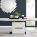 Arezzo Large Extending Dining Table and 8 Grey Milan Black Leg Chairs
