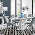 Arezzo Large Extending Dining Table and 6 Grey Pesaro Black Leg Chairs