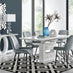 Arezzo Large Extending Dining Table and 6 Grey Pesaro Black Leg Chairs