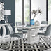 Arezzo Large Extending Dining Table and 6 Grey Pesaro Silver Leg Chairs
