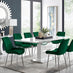 Arezzo Large Extending Dining Table and 8 Green Pesaro Silver Leg Chairs