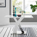 Atlanta Rectangular White High Gloss and Silver Metal 4 Seater Dining Table