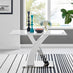 Atlanta White High Gloss And Chrome Metal Rectangle Dining Table And 4 Black Isco Dining Chairs Set