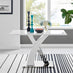 Atlanta White High Gloss And Chrome Metal Rectangle Dining Table And 4 Black Isco Dining Chairs Set
