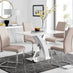Atlanta White High Gloss And Chrome Metal Rectangle Dining Table And 4 Cappuccino Beige Lorenzo Dining Chairs Set