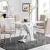 Atlanta White High Gloss And Chrome Metal Rectangle Dining Table And 4 Cappuccino Beige Milan Dining Chairs Set