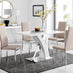 Atlanta White High Gloss And Chrome Metal Rectangle Dining Table And 4 Cappuccino Beige Milan Dining Chairs Set