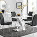 Atlanta White High Gloss And Chrome Metal Rectangle Dining Table And 4 Black Isco Dining Chairs Set