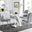 Atlanta White High Gloss And Chrome Metal Rectangle Dining Table And 4 Elephant Grey Isco Dining Chairs Set