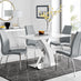 Atlanta White High Gloss And Chrome Metal Rectangle Dining Table And 4 Elephant Grey Isco Dining Chairs Set