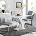 Atlanta White High Gloss And Chrome Metal Rectangle Dining Table And 4 Elephant Grey Lorenzo Dining Chairs Set