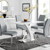 Atlanta White High Gloss And Chrome Metal Rectangle Dining Table And 4 Elephant Grey Lorenzo Dining Chairs Set