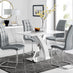 Atlanta White High Gloss And Chrome Metal Rectangle Dining Table And 4 Elephant Grey Murano Dining Chairs Set