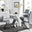 Atlanta White High Gloss And Chrome Metal Rectangle Dining Table And 4 Elephant Grey Willow Dining Chairs Set