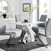 Atlanta White High Gloss And Chrome Metal Rectangle Dining Table And 4 Elephant Grey Willow Dining Chairs Set