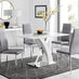 Atlanta White High Gloss And Chrome Metal Rectangle Dining Table And 4 Grey Milan Dining Chairs Set