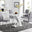 Atlanta White High Gloss And Chrome Metal Rectangle Dining Table And 4 Grey Milan Dining Chairs Set