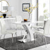 Atlanta White High Gloss And Chrome Metal Rectangle Dining Table And 4 White Isco Dining Chairs Set