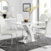 Atlanta White High Gloss And Chrome Metal Rectangle Dining Table And 4 White Murano Dining Chairs Set
