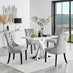 Atlanta 4 White Dining Table and 4 Grey Belgravia Black Leg Chairs
