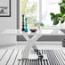Atlanta Rectangular White High Gloss and Silver Metal 6 Seater Dining Table