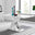 Atlanta Rectangular White High Gloss and Silver Metal 6 Seater Dining Table
