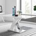 Atlanta Modern Rectangle Chrome Metal High Gloss White Dining Table And 6 Black Lorenzo Chairs Set